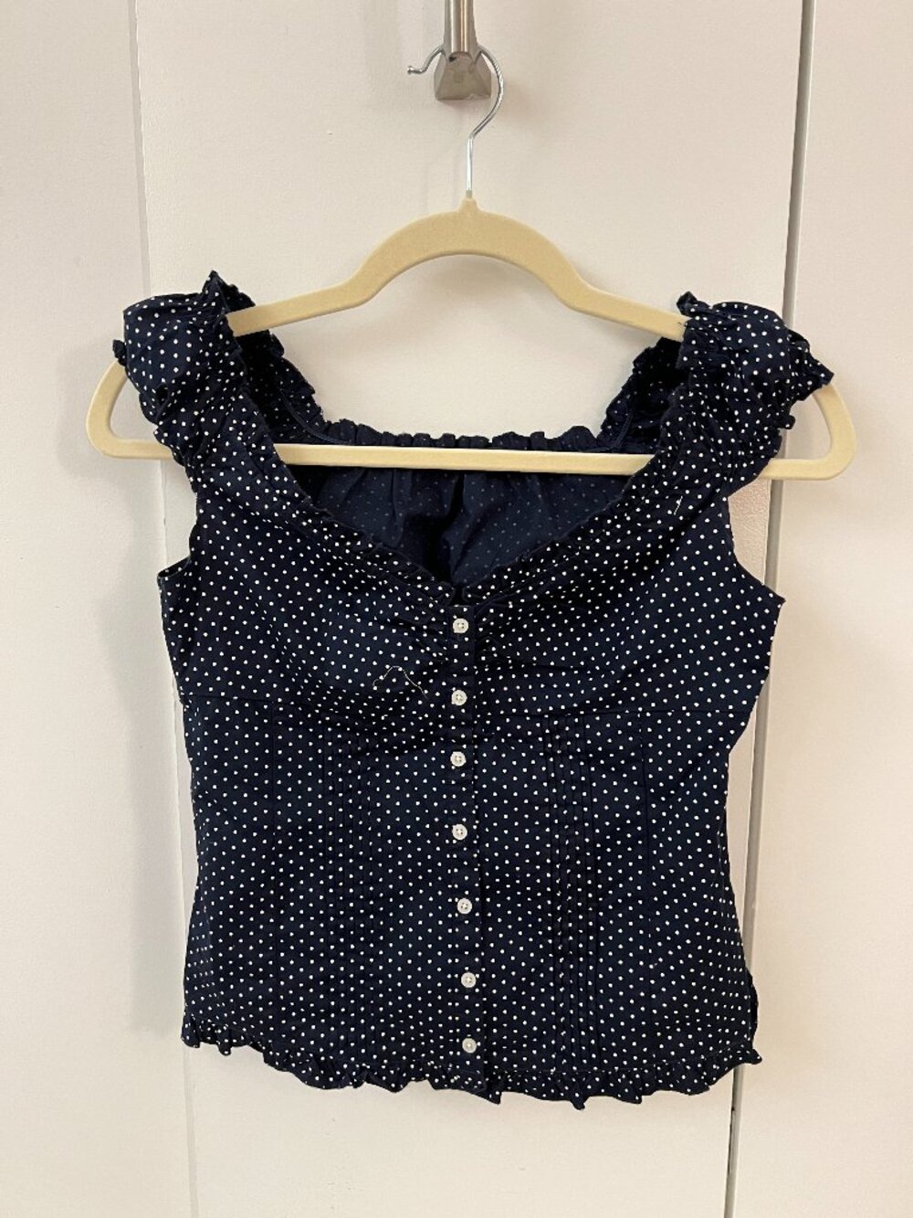 Brandy Melville Navy Polka Dot Top